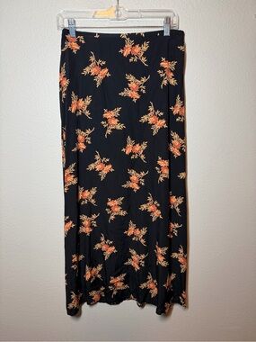 Vintage 90s Laura Ashley Floral Maxi Skirt Black cottagecore whimsigoth 10 s/m